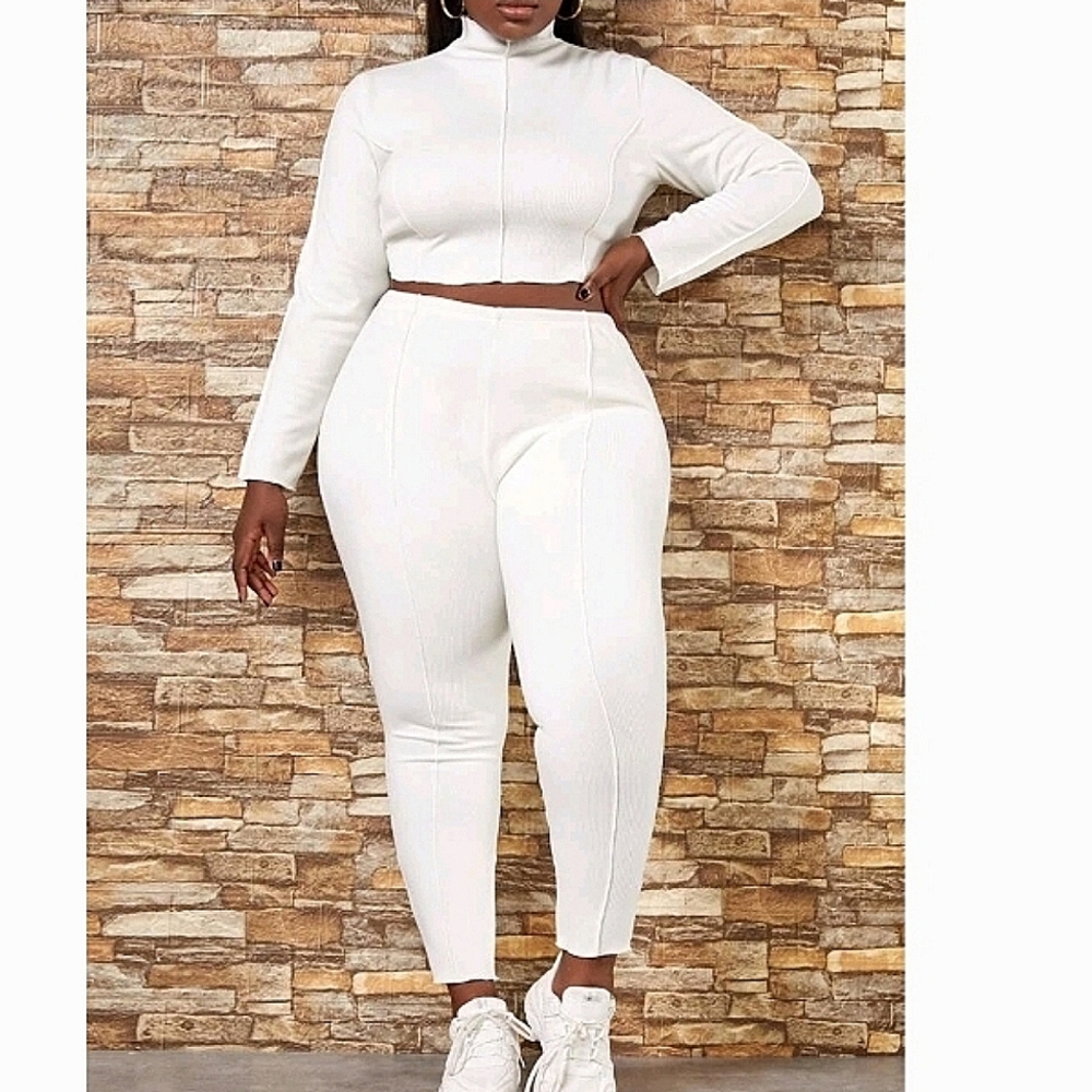 NEW Beige crop top & leggings set size 12 or 0XL